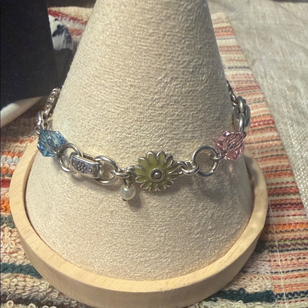 Brighton Retired Silver Heart set with Floral Design - Picture 3 of 4